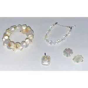 Lot Iridescent Vintage Costume Jewelry Bracelet Clip On Earrings Pendant